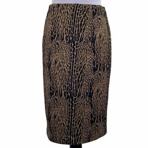 CARMEN Marc Valvo Leopard Midi Pencil Skirt Small